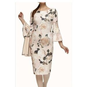 Calvin Klein Floral Mini Dress - Cream and Black